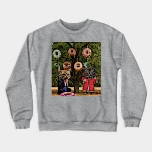 watercolor cats under donut tree Crewneck Sweatshirt